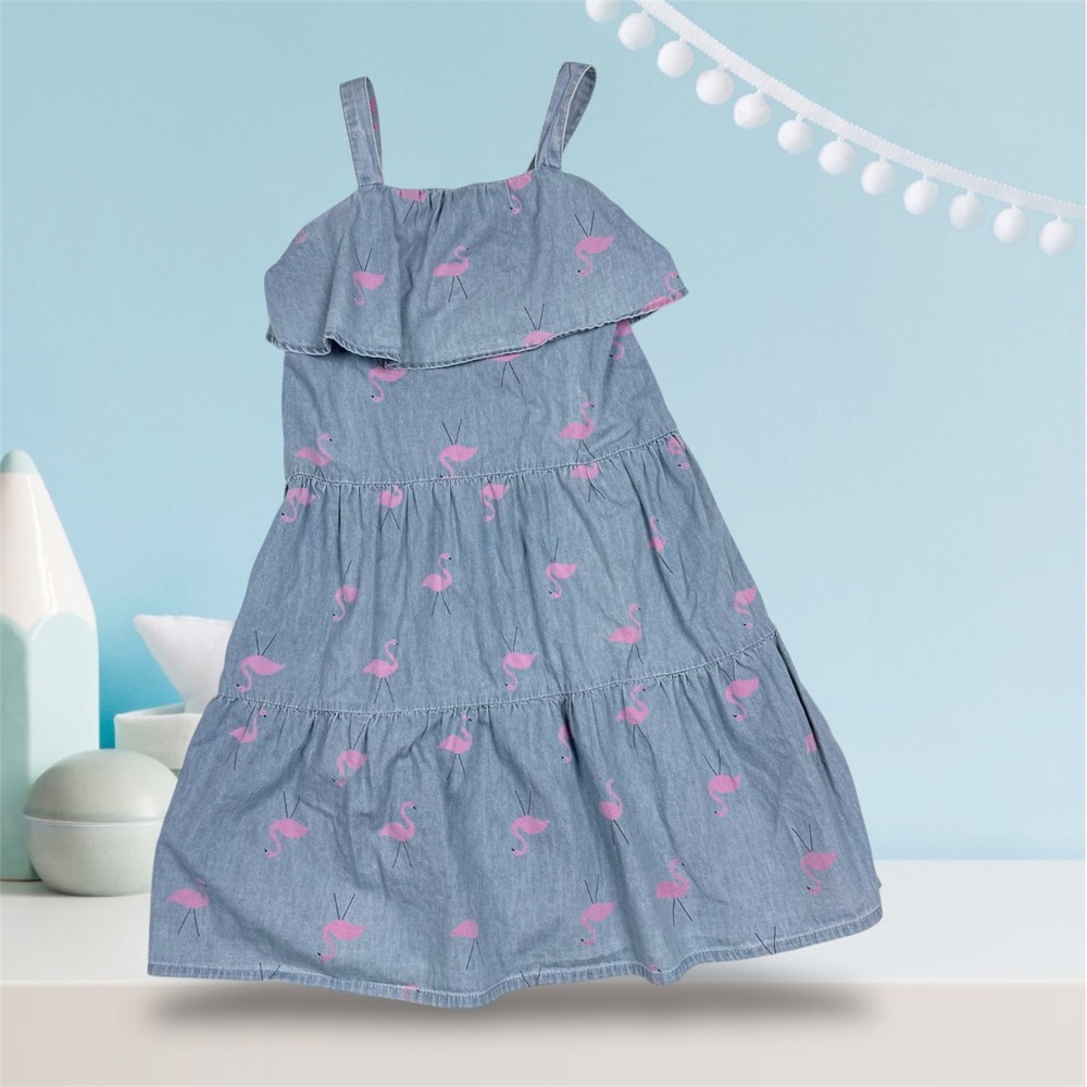 Cotton On Kids' Blue Dress with Pink Flamingos